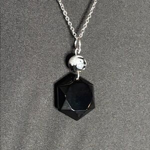 Moonstone and Onyx Pendent Necklace